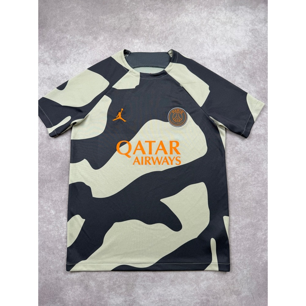 Jordan x PSG Paris Saint-Germain Pre-Match Training Jersey Grey Orange Youth L
